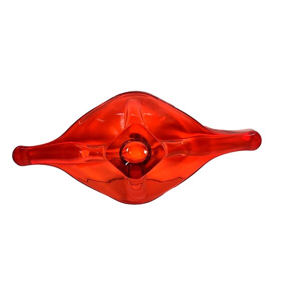 Vintage Viking Art Glass Orange Console Bowl Statement Piece Mid Century Modern - Picture 6 of 7